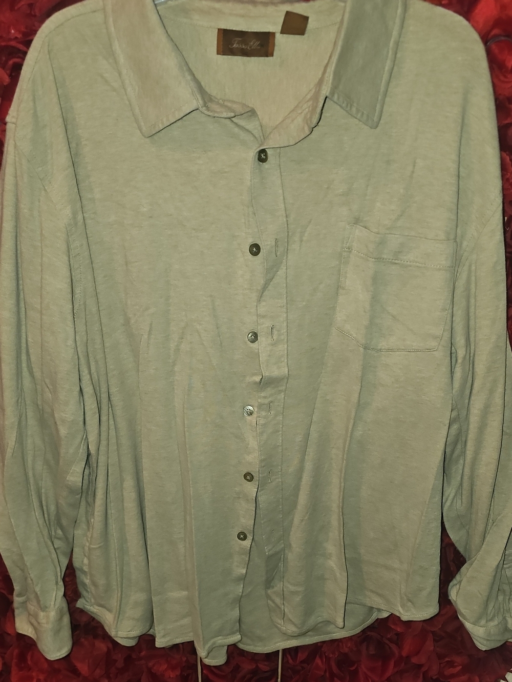 Tasso Ella Men's Beige Button-Up Shirt Size Large
